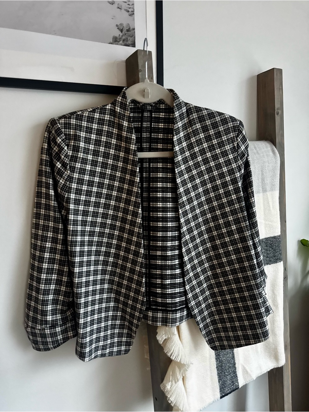 Babaton Black & White Checkered Short Power Blazer